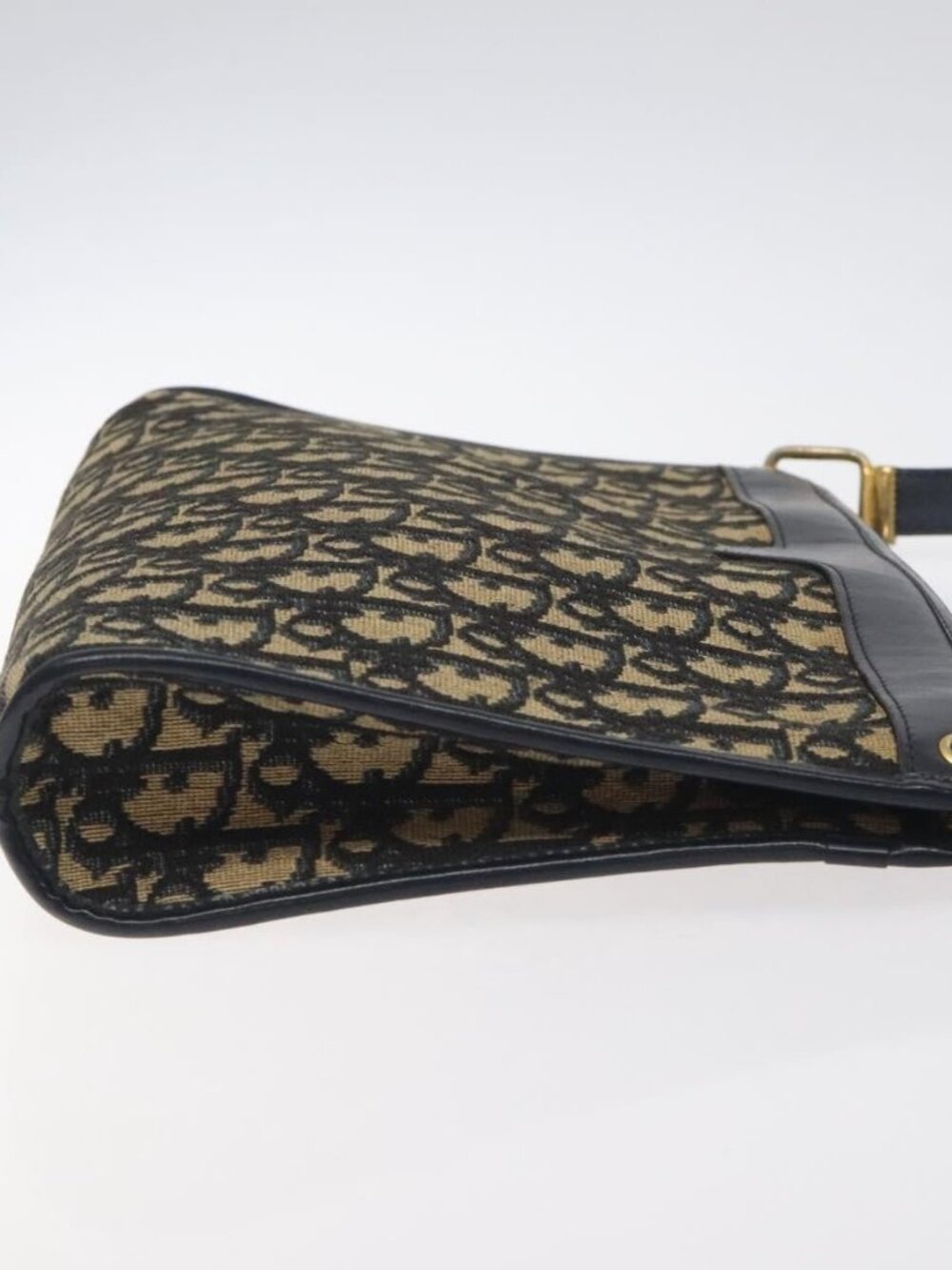 Christian Dior Trotter Canvas Shoulder Bag Navy Gold Auth BA3029 - Picture 5 of 16
